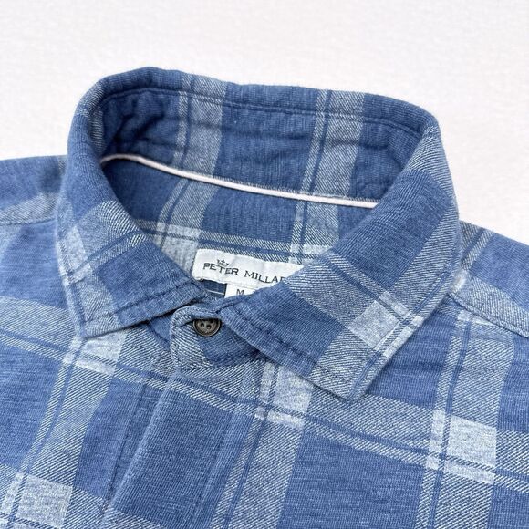 Peter Millar Shirt Size Medium‎ Blue Seaside Larimer Knit Button Down Casual - Picture 4 of 10